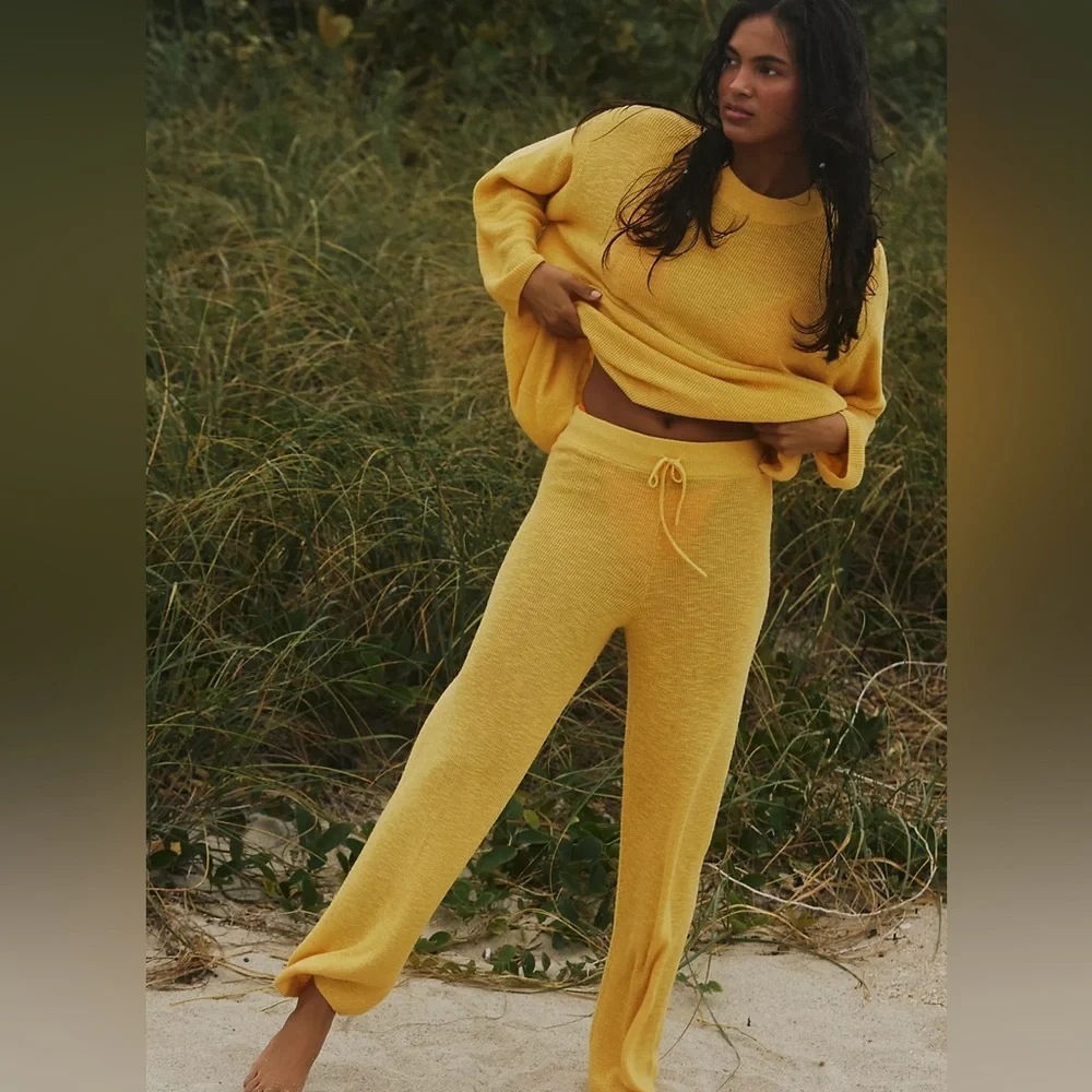 Free People Malibu Solid Pant Surf Set in Ski Patrol Red - Picture 3 of 5